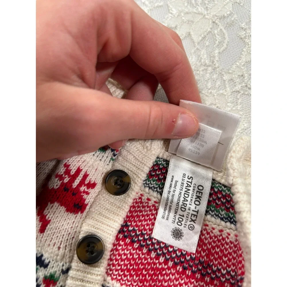 Hanna Andersson Knit Fair Isle Reindeer Long Sleeve Jumper Outfit 12-18 Months